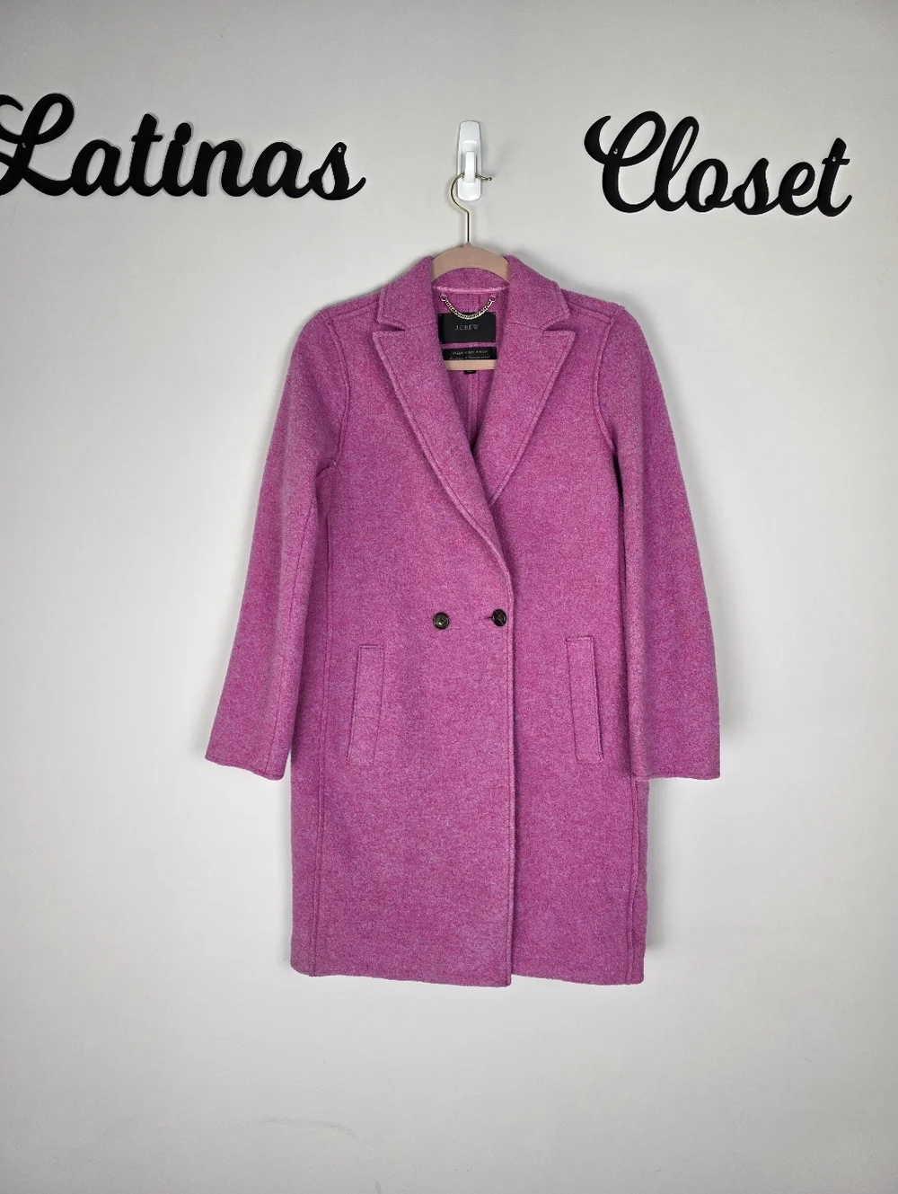 J. Crew Bright Pink Daphne Italian Boiled Wool Coat Size 0 - Picture 3 of 11
